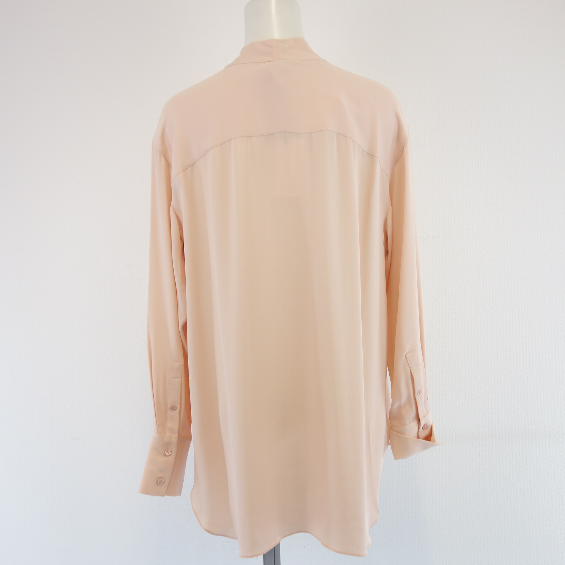 THEORY Damen Bluse Tunika Hemd Shirt Oversize Rose 100% Seide Schleife