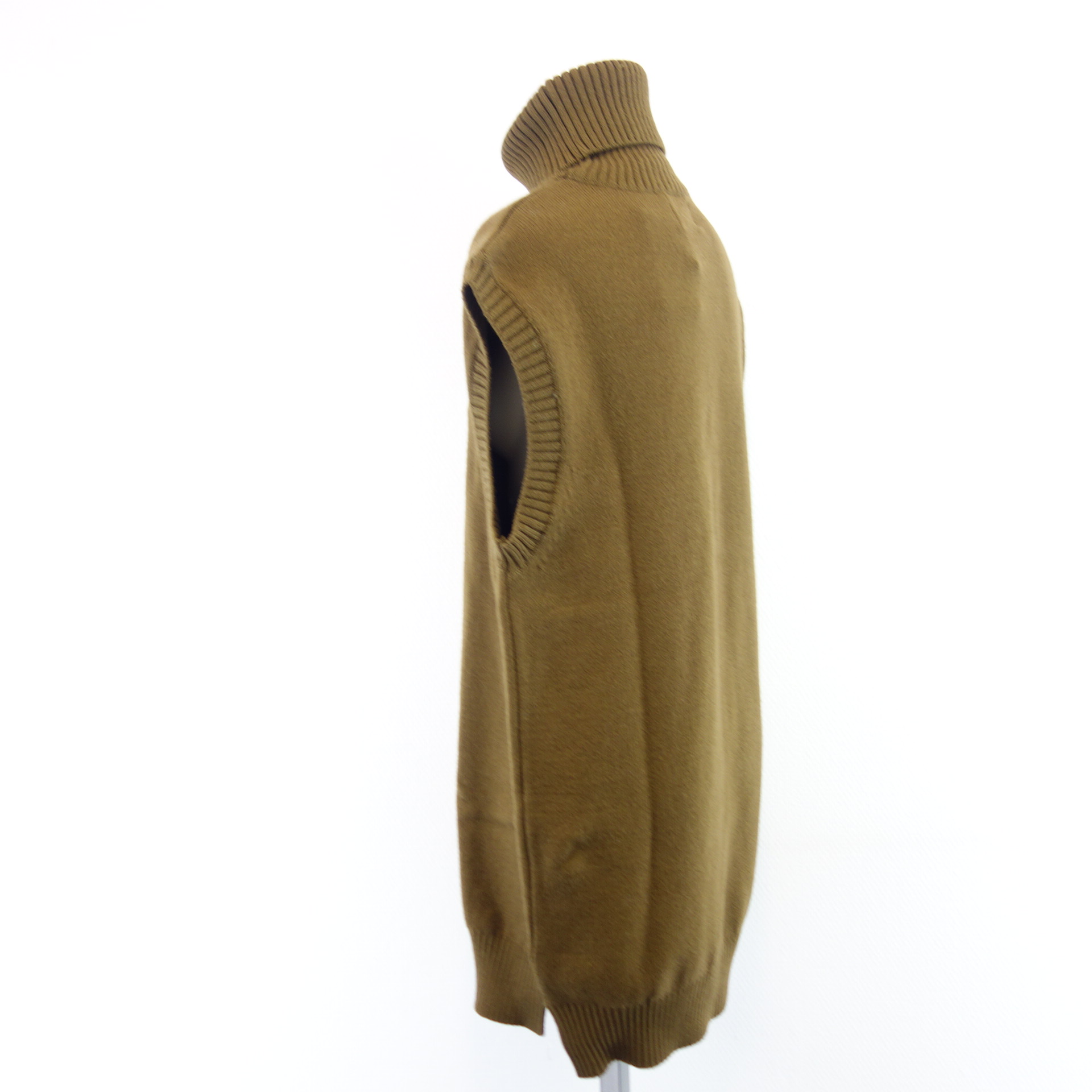 BRIGITTE HERSKIND Pullunder Pullover Rollkragen Khaki Lang Strick mit Merino Wolle 