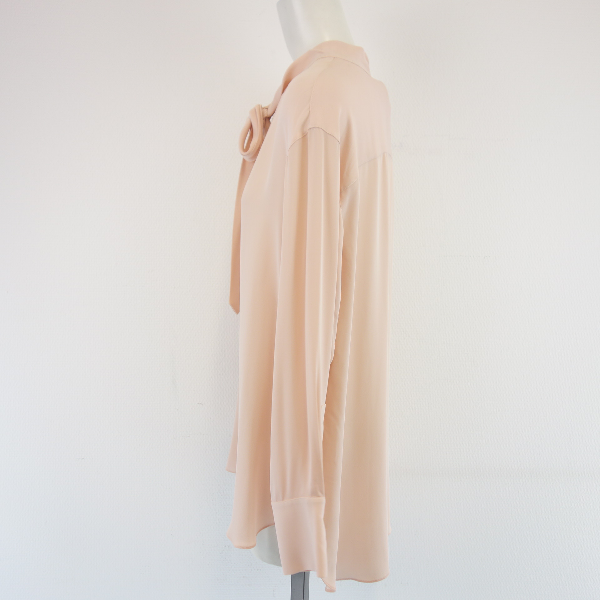 THEORY Damen Bluse Tunika Hemd Shirt Oversize Rose 100% Seide Schleife