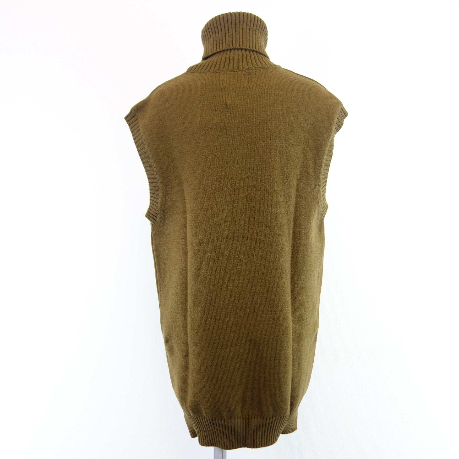 BRIGITTE HERSKIND Pullunder Pullover Rollkragen Khaki Lang Strick mit Merino Wolle 