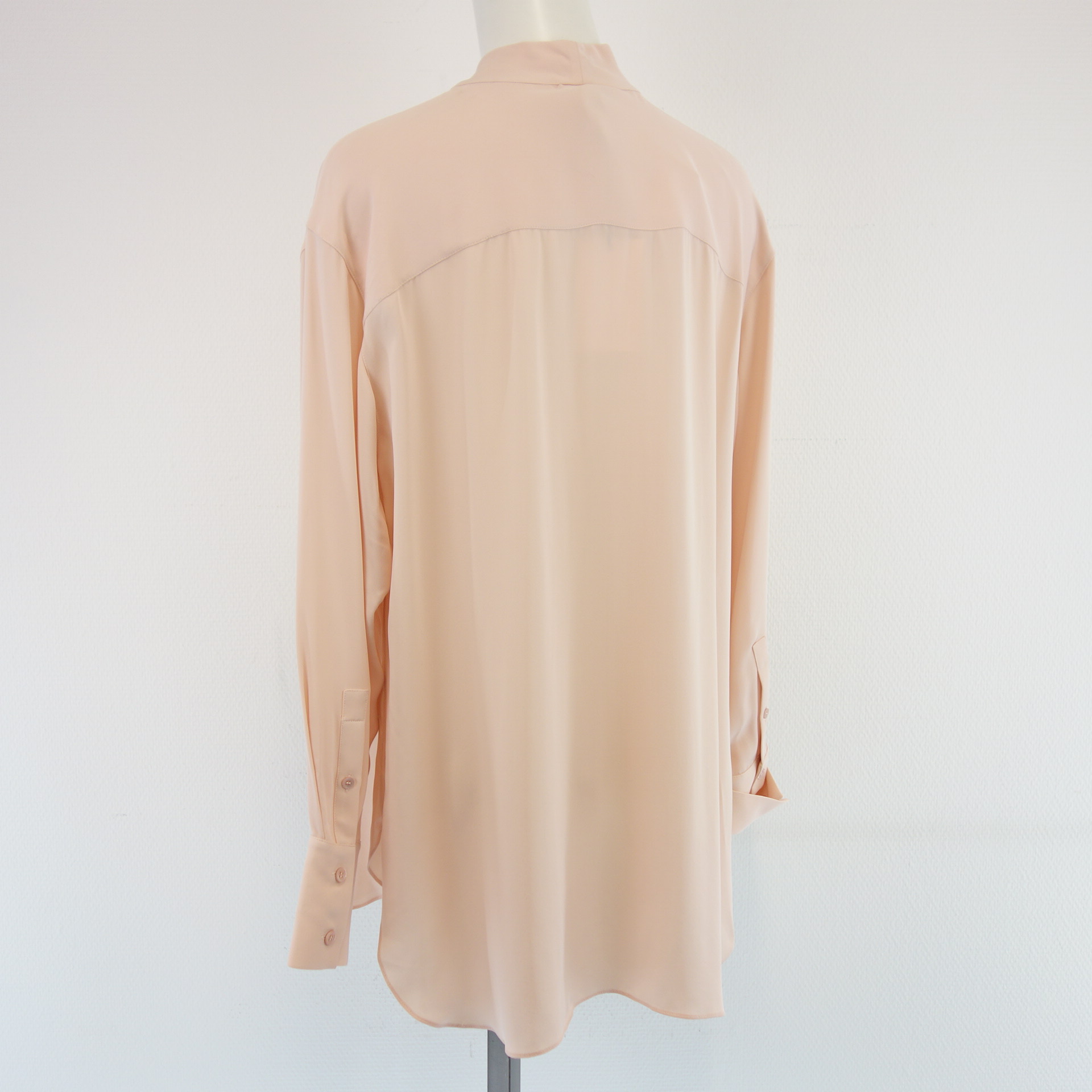 THEORY Damen Bluse Tunika Hemd Shirt Oversize Rose 100% Seide Schleife