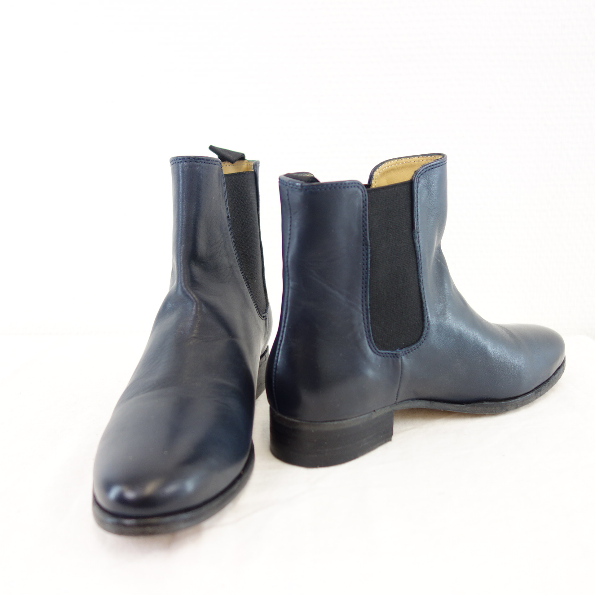 Damen Chelsea Boots SCHUHE & HANDWERK 38 ( 37 ) Leder Blau Stiefeletten Schuhe 