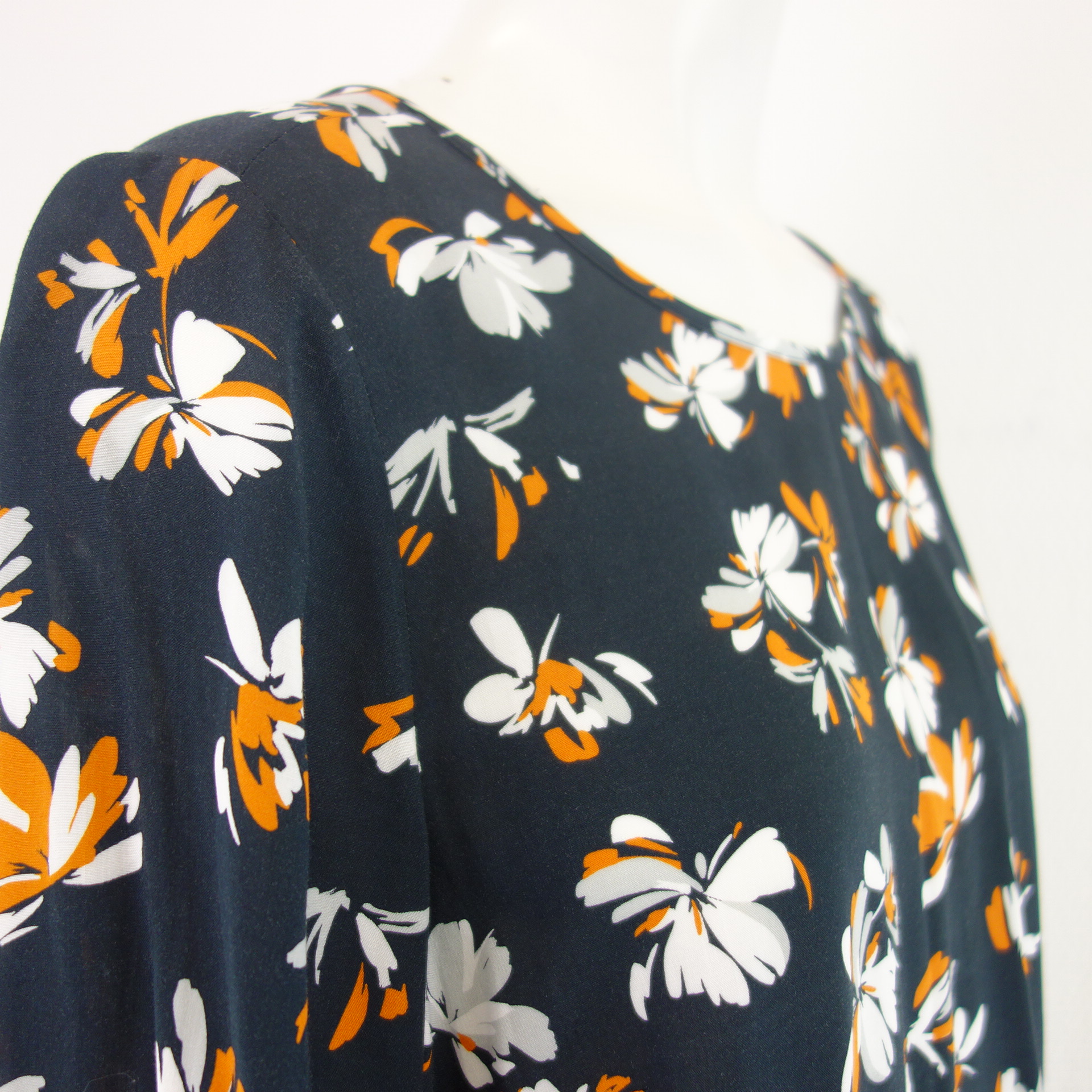 SMITH & SOUL Damen Bluse Tunika Hemd 100% Viskose Größe S Schwarz Orange Grau