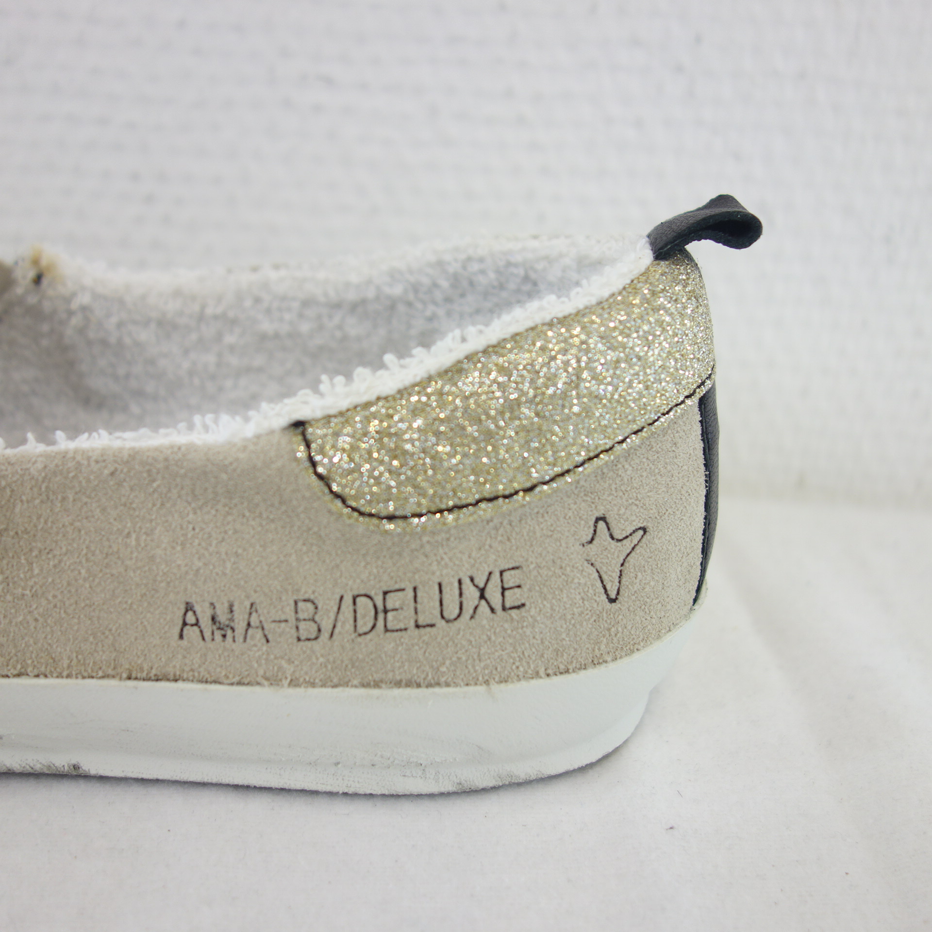 AMA BRAND Damen Schuhe Slip On Sneaker Sportschuh Slipper Leder Gold Beige Gr 41