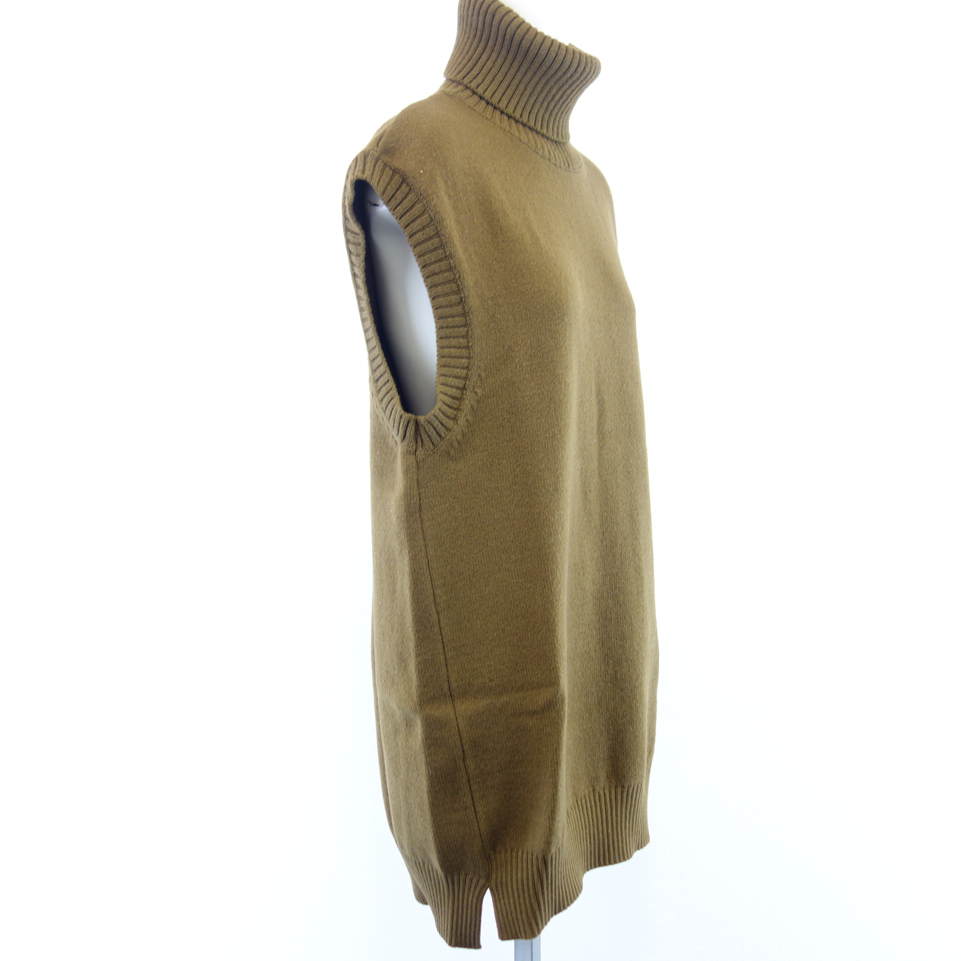 BRIGITTE HERSKIND Pullunder Pullover Rollkragen Khaki Lang Strick mit Merino Wolle 