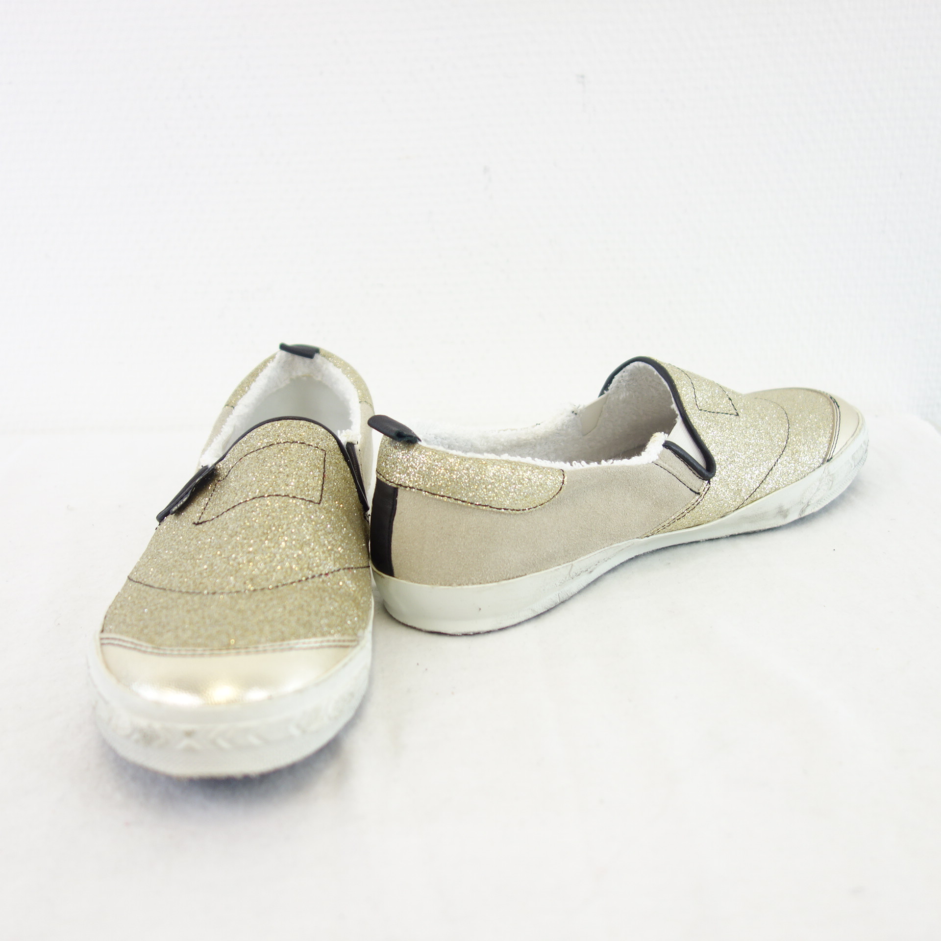 AMA BRAND Damen Schuhe Slip On Sneaker Sportschuh Slipper Leder Gold Beige Gr 41