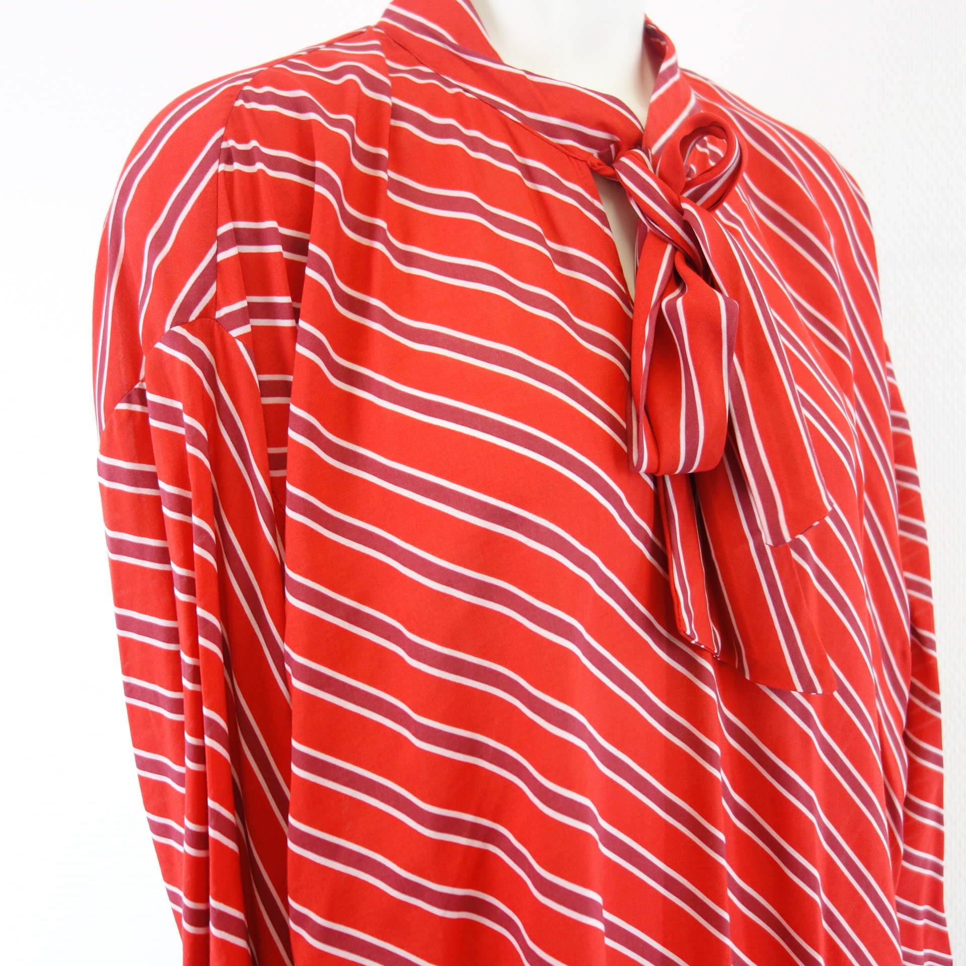 MORE & MORE Damen Bluse Tunika Hemd Shirt Rot Weiß Gestreift Viskose Gr 46