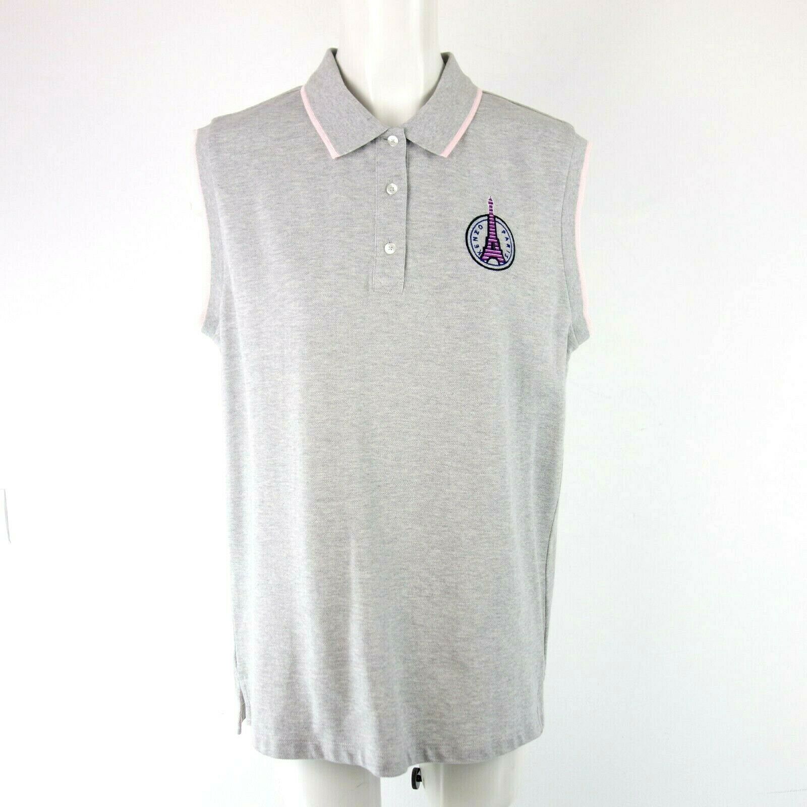 Kenzo Designer Damen Shirt Poloshirt Oberteil Gr XL 42 Grau Baumwolle Np 119 Neu