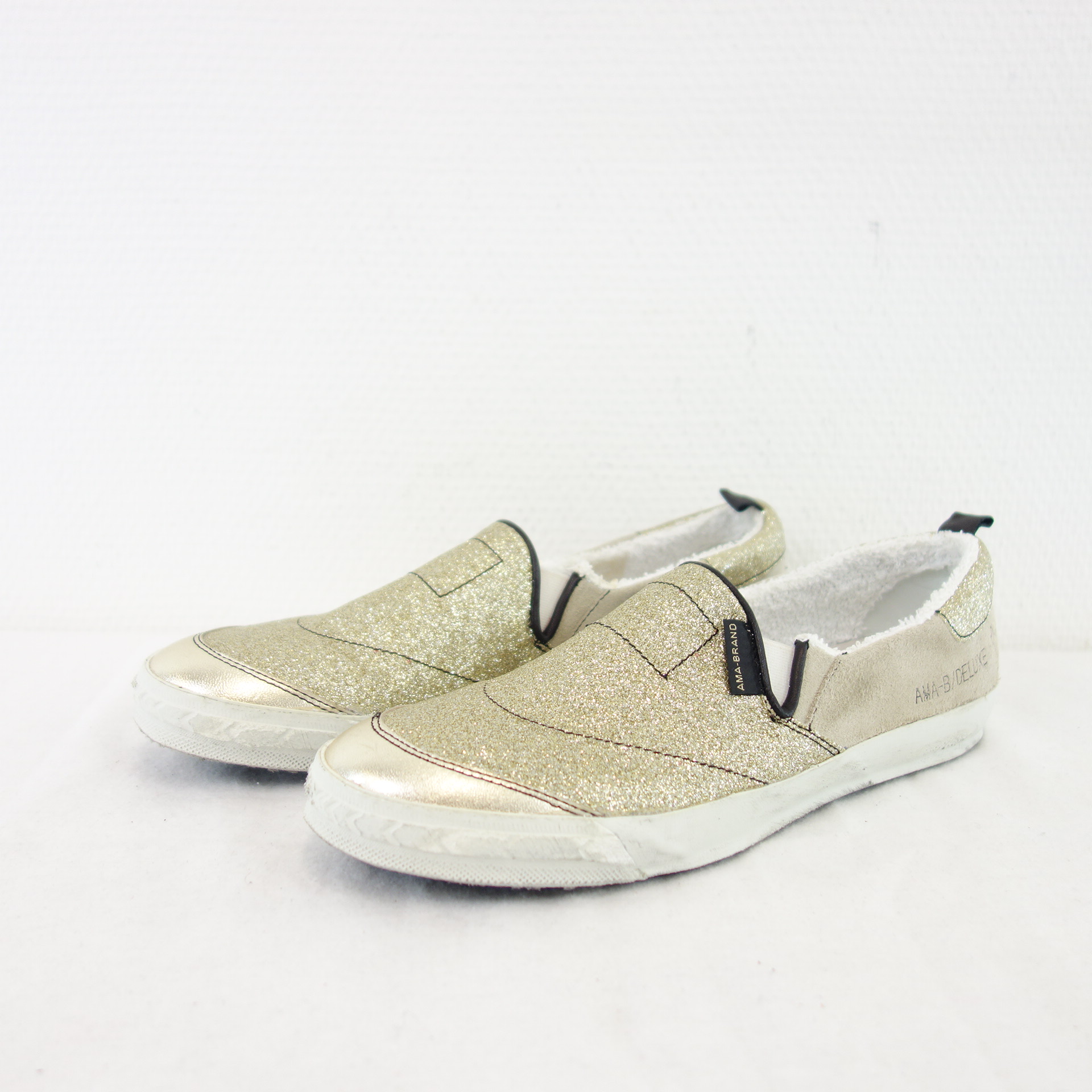 AMA BRAND Damen Schuhe Slip On Sneaker Sportschuh Slipper Leder Gold Beige Gr 41